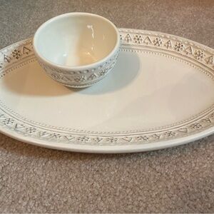 Hallmark oval ceramic serving platter plate and cup set - brand new